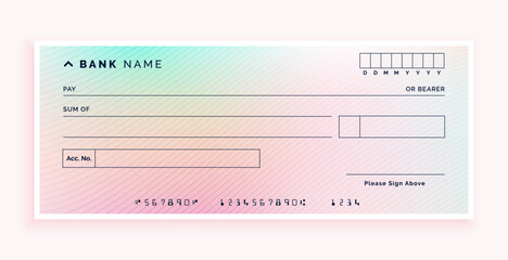 modern style bank cheque draft paper checkbook template