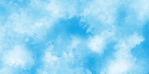 Soft cloud in the sky background blue tone for wallpaper,Turquoise gradient color brush painted illustration,Light blue background with watercolor.	