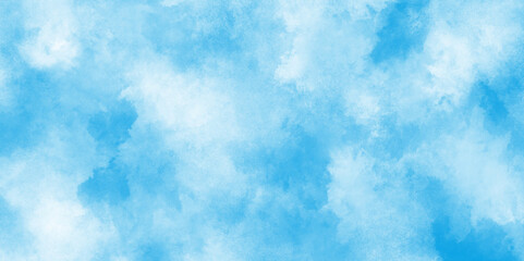 Soft cloud in the sky background blue tone for wallpaper,Turquoise gradient color brush painted illustration,Light blue background with watercolor.	