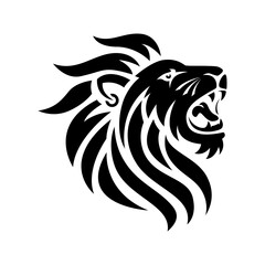 Black Piercing Lion Head Logo Stock Vector Art PNG