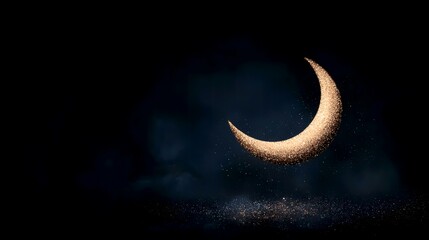 Obraz premium Sparkling Crescent Moon Night Sky, Festive Background Design, Digital Art