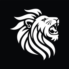 Black and White Piercing Lion Head Logo Stock Vector Art EPS
