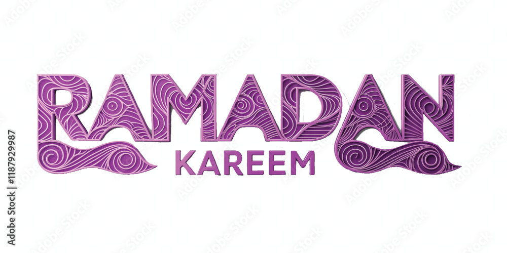 Fototapete abstract 3d ramadan kareem text made with different colour style isolated on white background