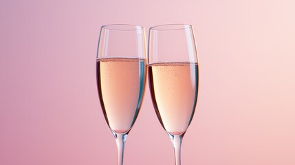Elegant with Clinking Champagne Flutes in Vibrant Pink Ambiance