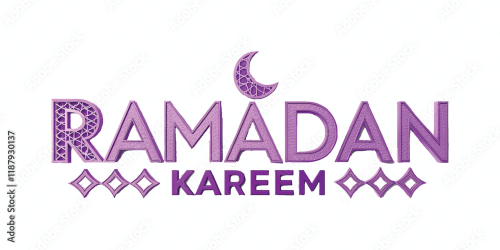 Fototapete abstract 3d ramadan kareem text made with different colour style isolated on white background