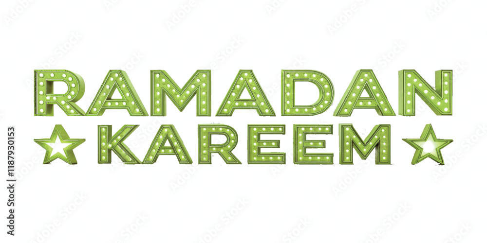 Fototapete abstract 3d ramadan kareem text made with different colour style isolated on white background