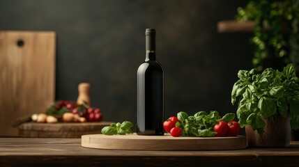 Gourmet Chef s Workspace with Freshly Harvested Ingredients and Wine