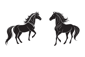 Two silhouette horse vector design on white background