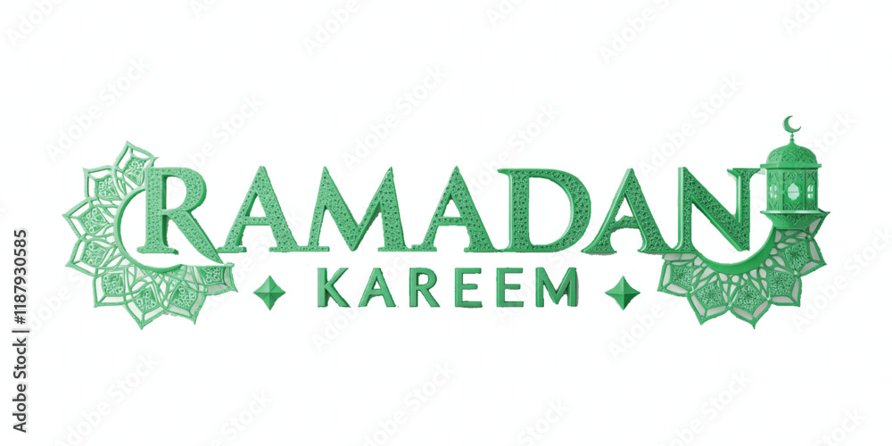 Fototapete abstract 3d ramadan kareem text made with different colour style isolated on white background