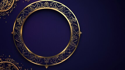 Elegant circular frame with intricate gold design.