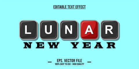 Chinese New Year, lunar typography word art illustration, editable text effect	