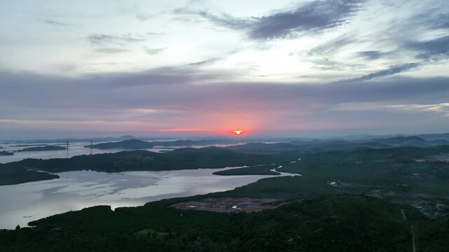 Stunning Sunset at Barelang Bridge, Batam from a Drone's View