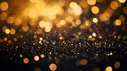 Glittery gold and black vintage lights in a de-focused background.