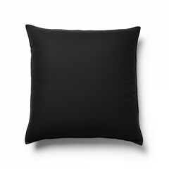 Black Square Pillow Mockup Isolated on White Background