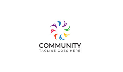 Obraz premium Community Connect with World Idea Logo | Around the Globe people connect together | People Logo with vector file