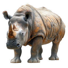 Fototapeta premium A realistic depiction of a rhinoceros standing on all fours.