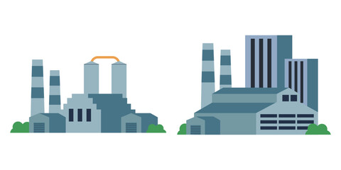 Fototapeta premium factory Building illustration, vector elements set and collection for city and industry illustration, isolated on a white background. vector illustration