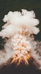 Erupting Volcano Aerial View  Smoke  Ash  Nature Disaster