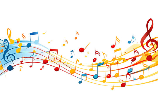 Colorful musical notes on a white background. Vector Illustration. Created with Generative AI