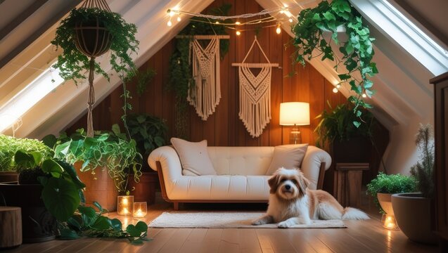 A serene and inviting attic interior bathed