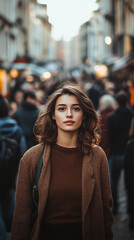 Lady in middle of crowded street