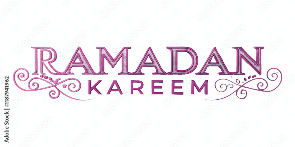 Fototapete abstract 3d ramadan kareem text made with different colour style isolated on white background