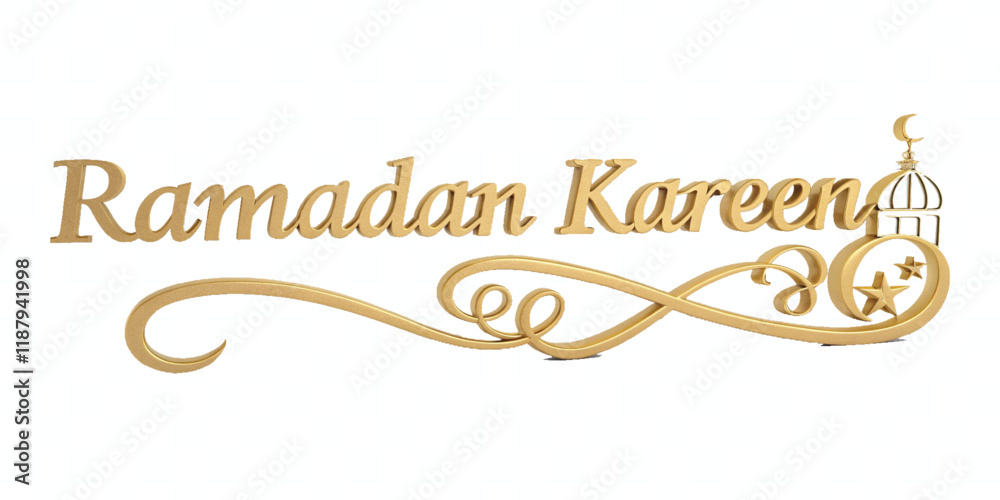 Fototapete abstract 3d ramadan kareem text made with different colour style isolated on white background