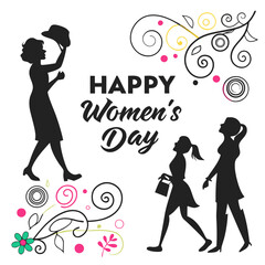 happy women's day silhouette vector illustration