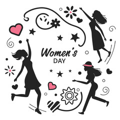 happy women's day silhouette vector illustration