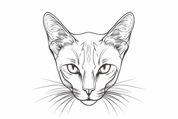 Feline elegance: simple outline of a cat's head in pointed style