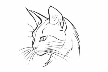 Feline head in simple outline of a cat's head pointed