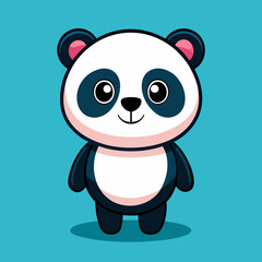 Fototapeta premium Adorable cartoon panda bear against a teal background.