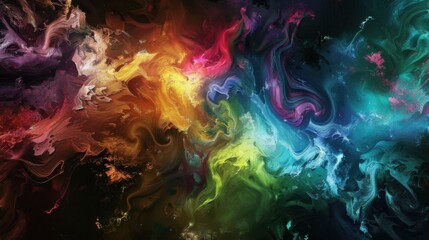 a fantastical realm of vivid colors and imaginative motifs, against a darkened canvas with space for text in the center, photographed in high resolution to showcase intricate details and textures