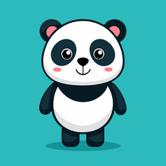 Naklejka premium Adorable cartoon panda bear against a teal background.