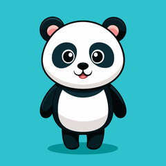 Adorable cartoon panda bear against a teal background.