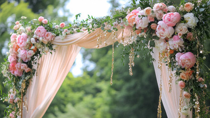 Cottage wedding decoration in the countryside, floral decor and event celebration, flowers, wedding aisle, wedding cake and tablescape, English country style idea
