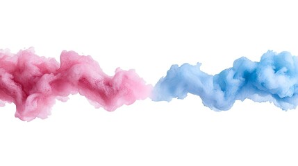 Pink and blue cotton candy swirls against white background, ideal for gender reveal party invitations