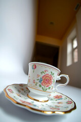 Fototapeta premium Beauty cup on green background
