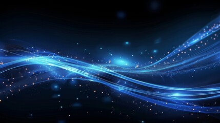 Obraz premium Abstract blue light swirls and particles on black background