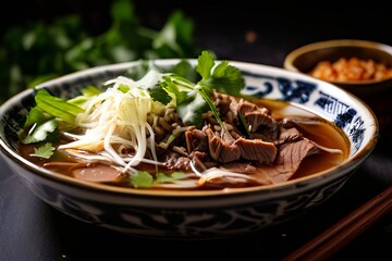 pho with beef and bean sprouts