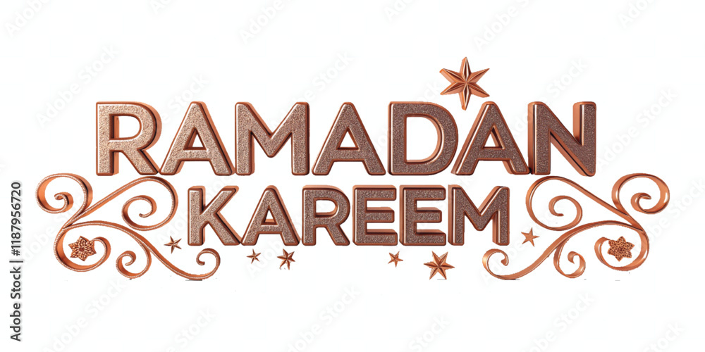 Fototapete abstract 3d ramadan kareem text made with different colour style isolated on white background
