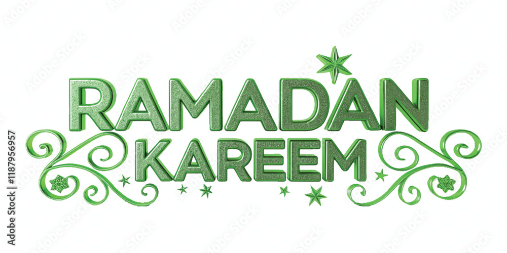 Fototapete abstract 3d ramadan kareem text made with different colour style isolated on white background