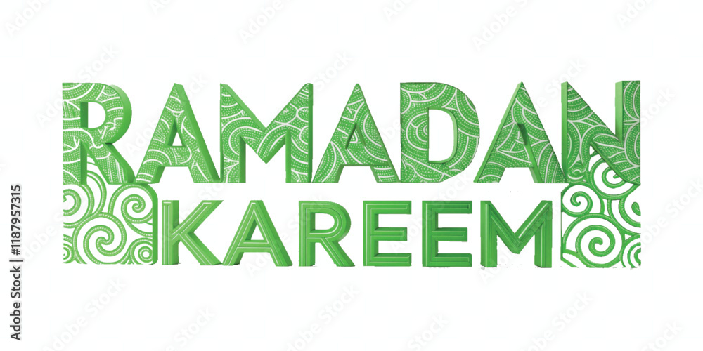 Fototapete abstract 3d ramadan kareem text made with different colour style isolated on white background