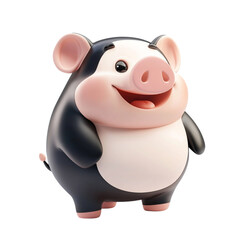 Naklejka premium Cute cartoon pig character with joyful expression and round body