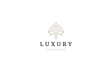 Luxury nature with line art style logo icon design template flat vector