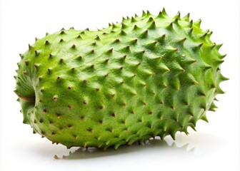 High-resolution image of fresh soursop fruit, isolated on a pristine white background.  Tropical perfection.
