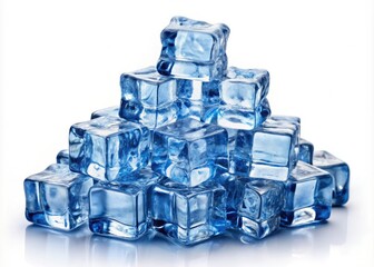 High-resolution PNG: a pristine pile of mini ice cubes, showcasing crystal-clear frozen texture.  Perfect for backgrounds.