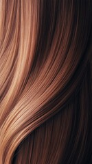 Fototapeta premium Beautiful model girl with Brown hair strand,silky healthy chestnut wavy hair strand,hair wavy ribbon, with smooth,Keratin straightening,Treatment,straight long hair,procedures,Smooth hairstyle.