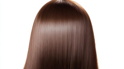 Fototapeta premium Beautiful model girl with Brown hair strand,silky healthy chestnut wavy hair strand,hair wavy ribbon, with smooth,Keratin straightening,Treatment,straight long hair,procedures,Smooth hairstyle.