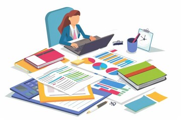 Tranquil scene of financial documents in serene gray ambiance